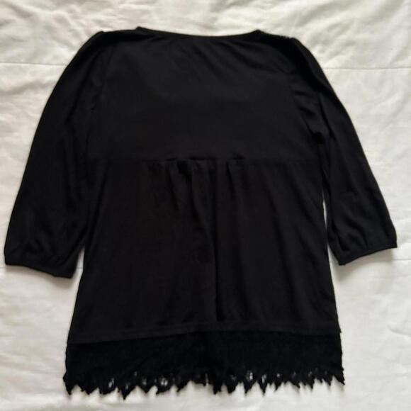 Axes Femme Black white embroidered bib peasant blouse lace trim Size medium - Picture 5 of 8